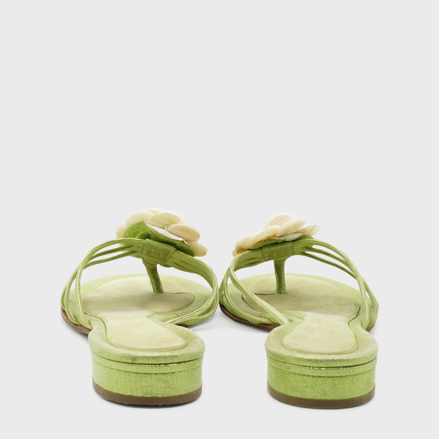 Sandales Satin Vert Chanel 2000 par Karl Lagerfeld