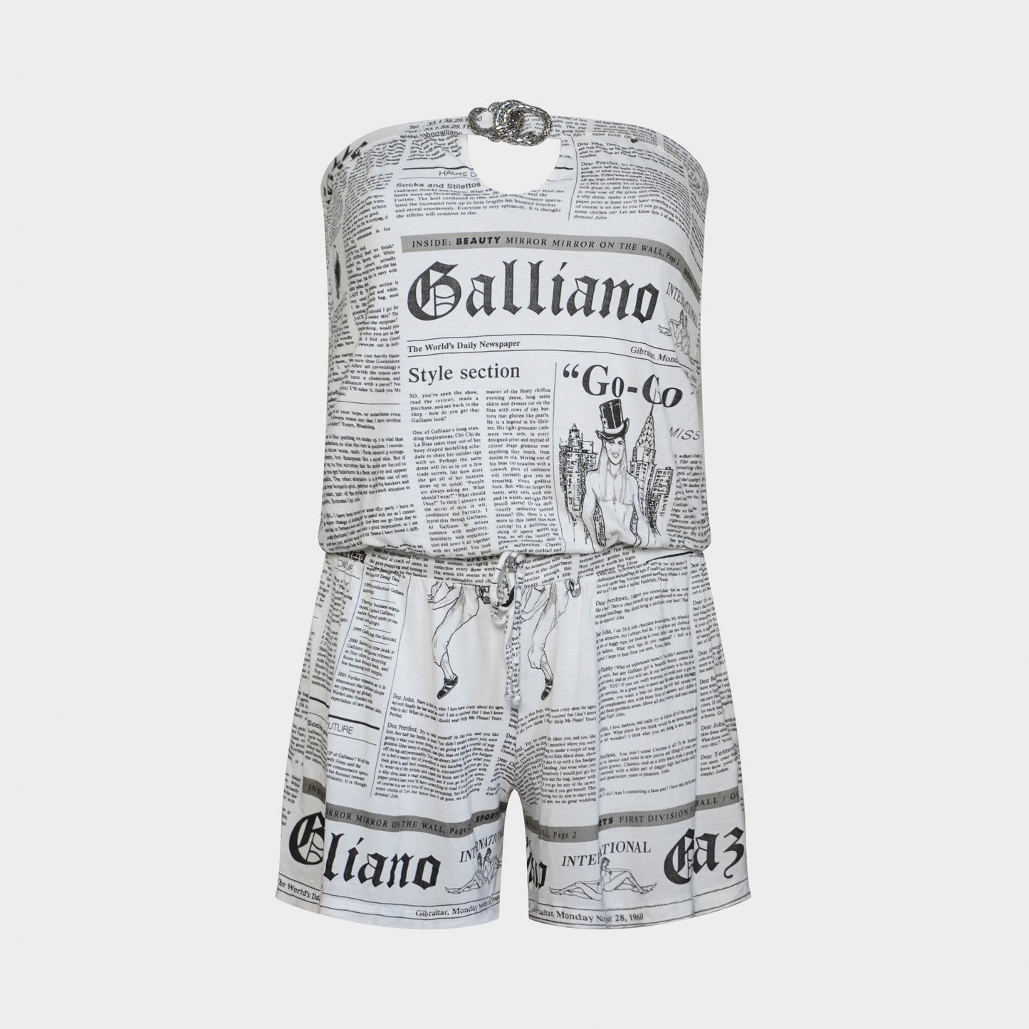 Combi-short Bustier Newspaper Christian Dior 2000 par John Galliano