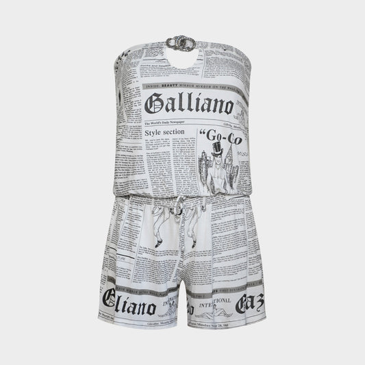 Combi-short Bustier Newspaper Christian Dior 2000 par John Galliano