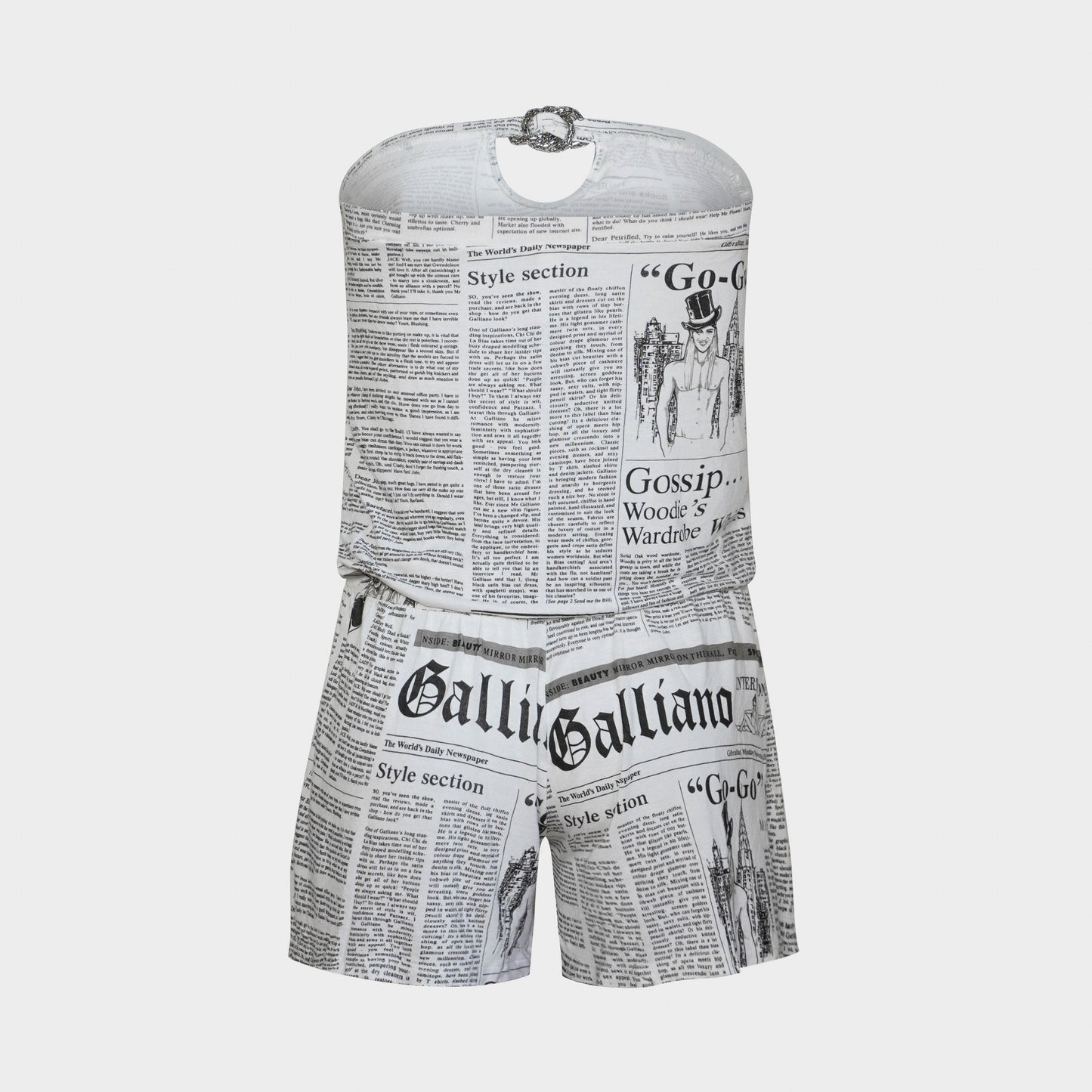 Combi-short Bustier Newspaper Christian Dior 2000 par John Galliano