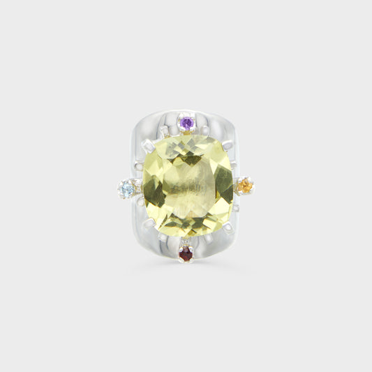 Chevalière Argent Citrine Christian Lacroix 1990