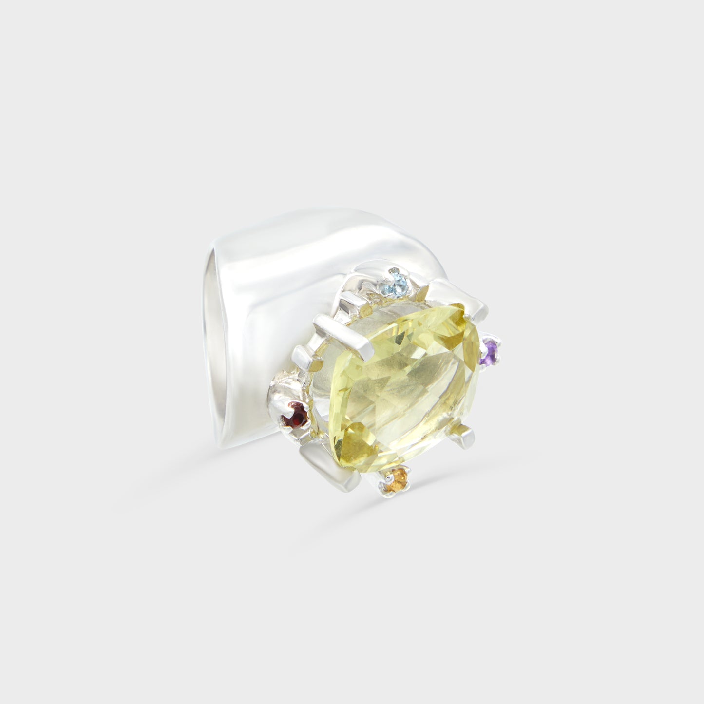 Chevalière Argent Citrine Christian Lacroix 1990