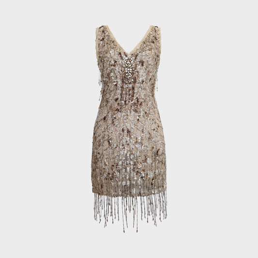 Robe Brodée Beige Roberto Cavalli Resort 2012