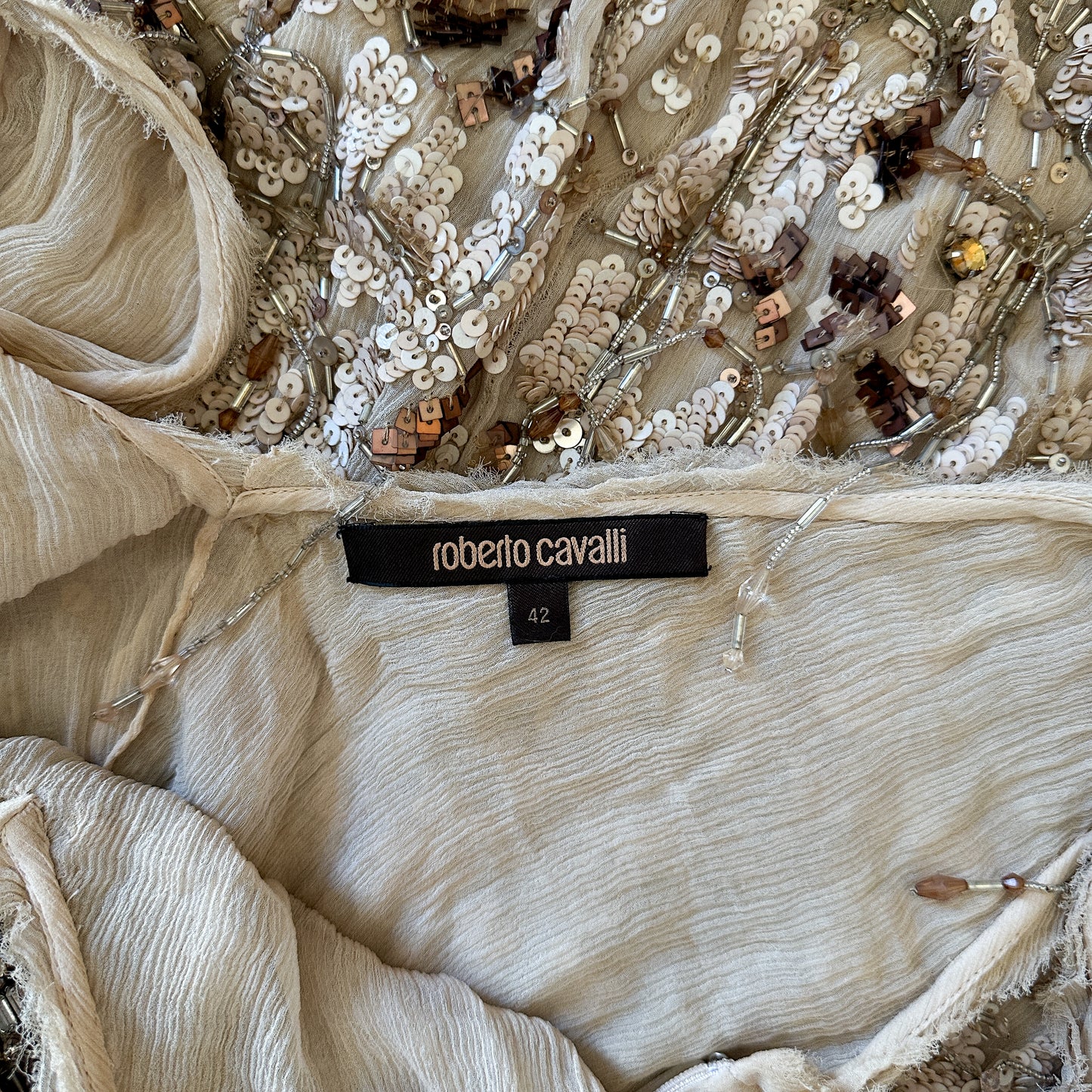 Robe Brodée Beige Roberto Cavalli Resort 2012