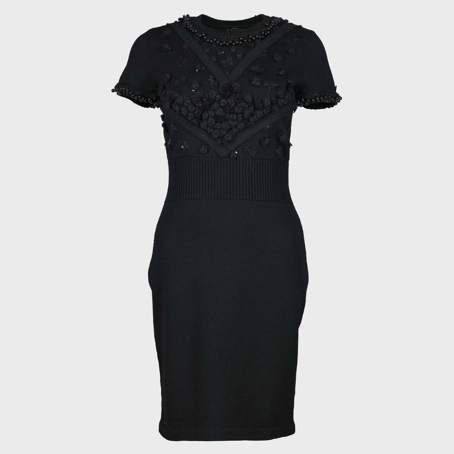 Robe Noir Laine Brodée Chanel 2013 par Karl Lagerfeld