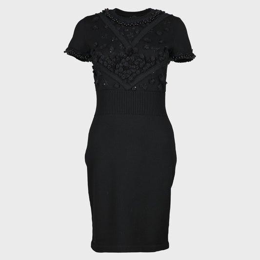 Robe Noir Laine Brodée Chanel 2013 par Karl Lagerfeld
