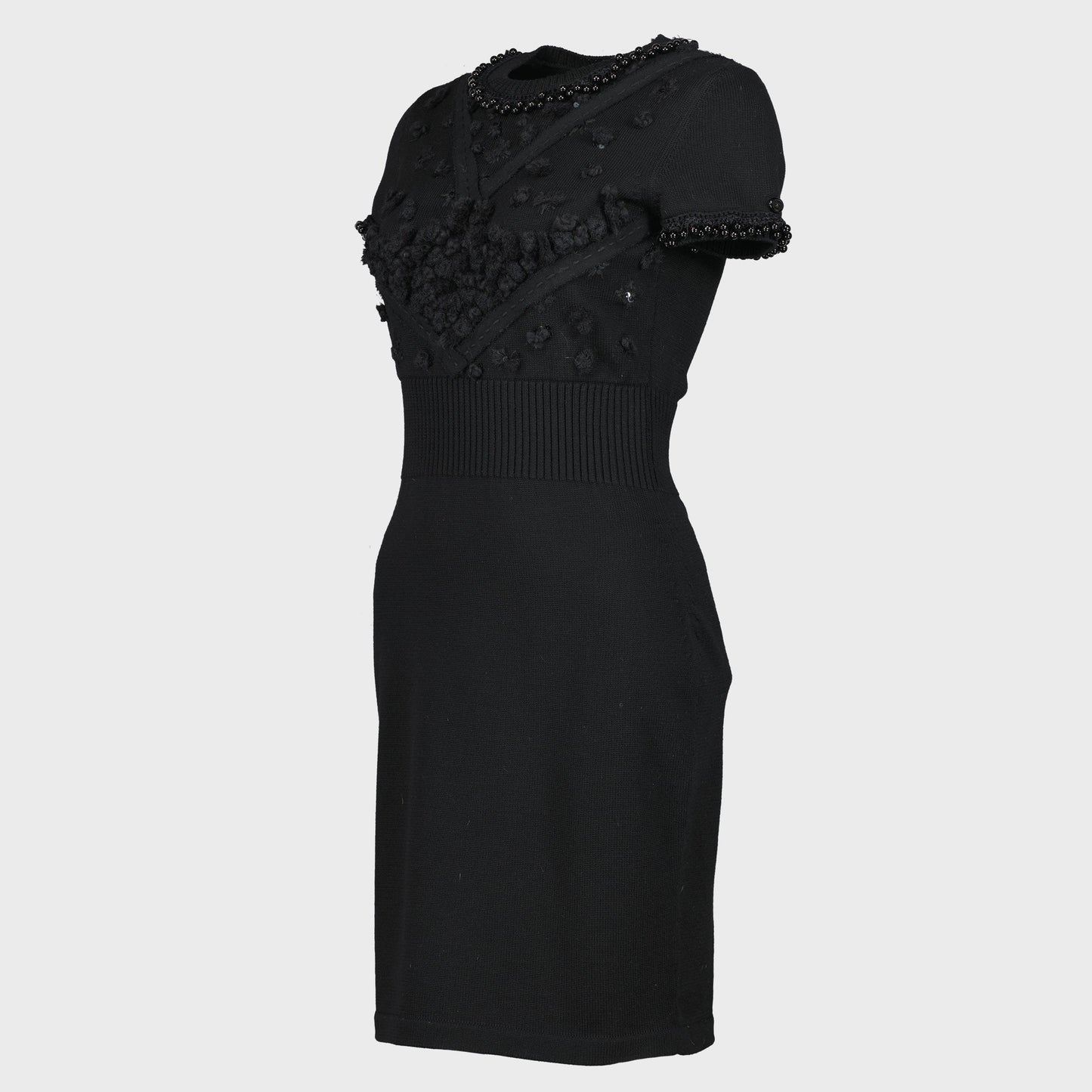 Robe Noir Laine Brodée Chanel 2013 par Karl Lagerfeld