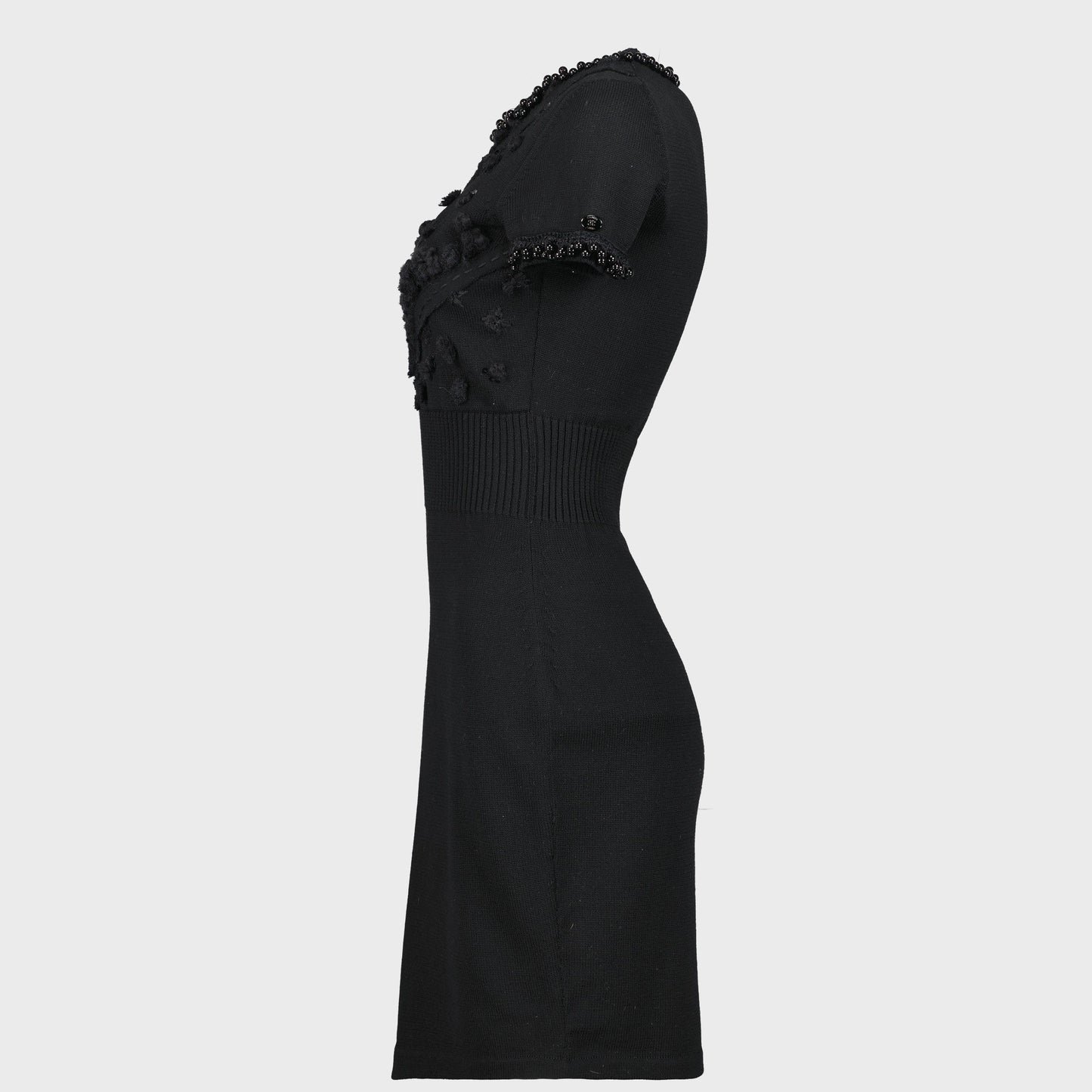 Robe Noir Laine Brodée Chanel 2013 par Karl Lagerfeld