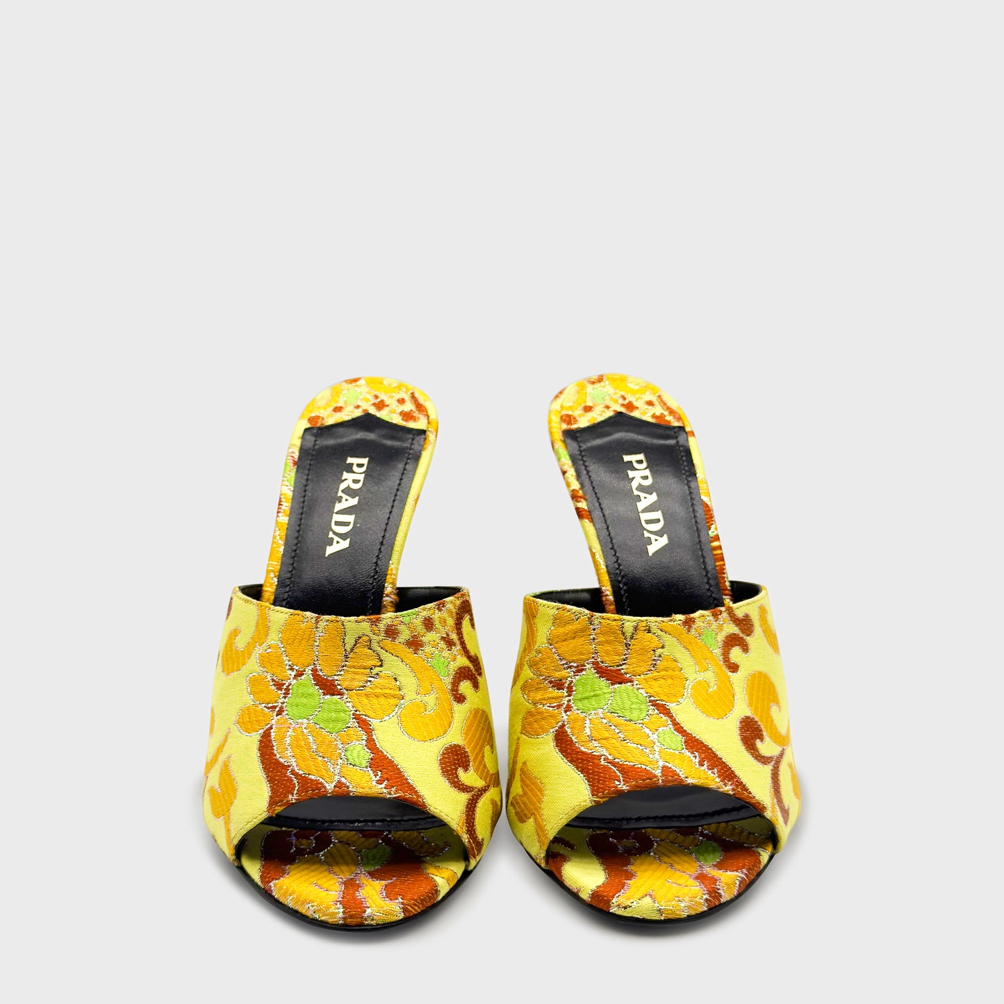 Mules Brocart Jaune Prada SS 2003 par Miuccia Prada