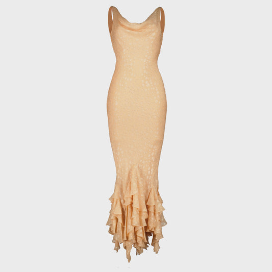 John Galliano Silk Peach Dress