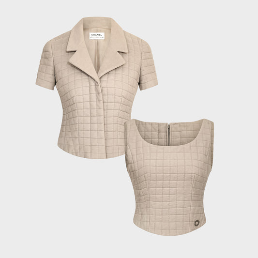 Set Beige Corset Chanel SS 2000 par Karl Lagerfeld