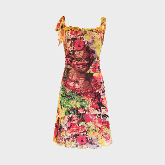 Pink Flower Mesh Dress Jean Paul Gaultier SS 1998