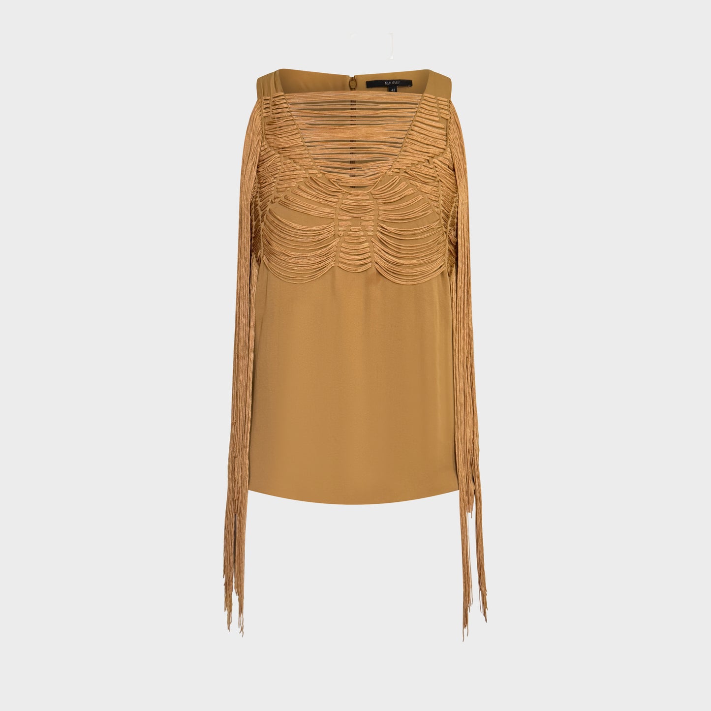 Top Moutarde Frange Gucci SS 2010 par Frida Giannini