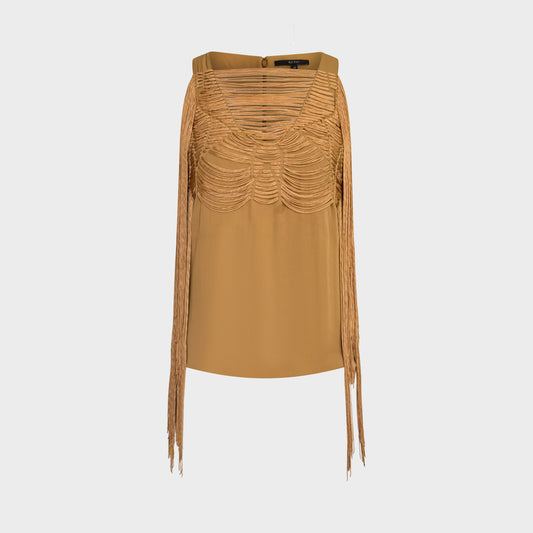 Top Moutarde Frange Gucci SS 2010 par Frida Giannini