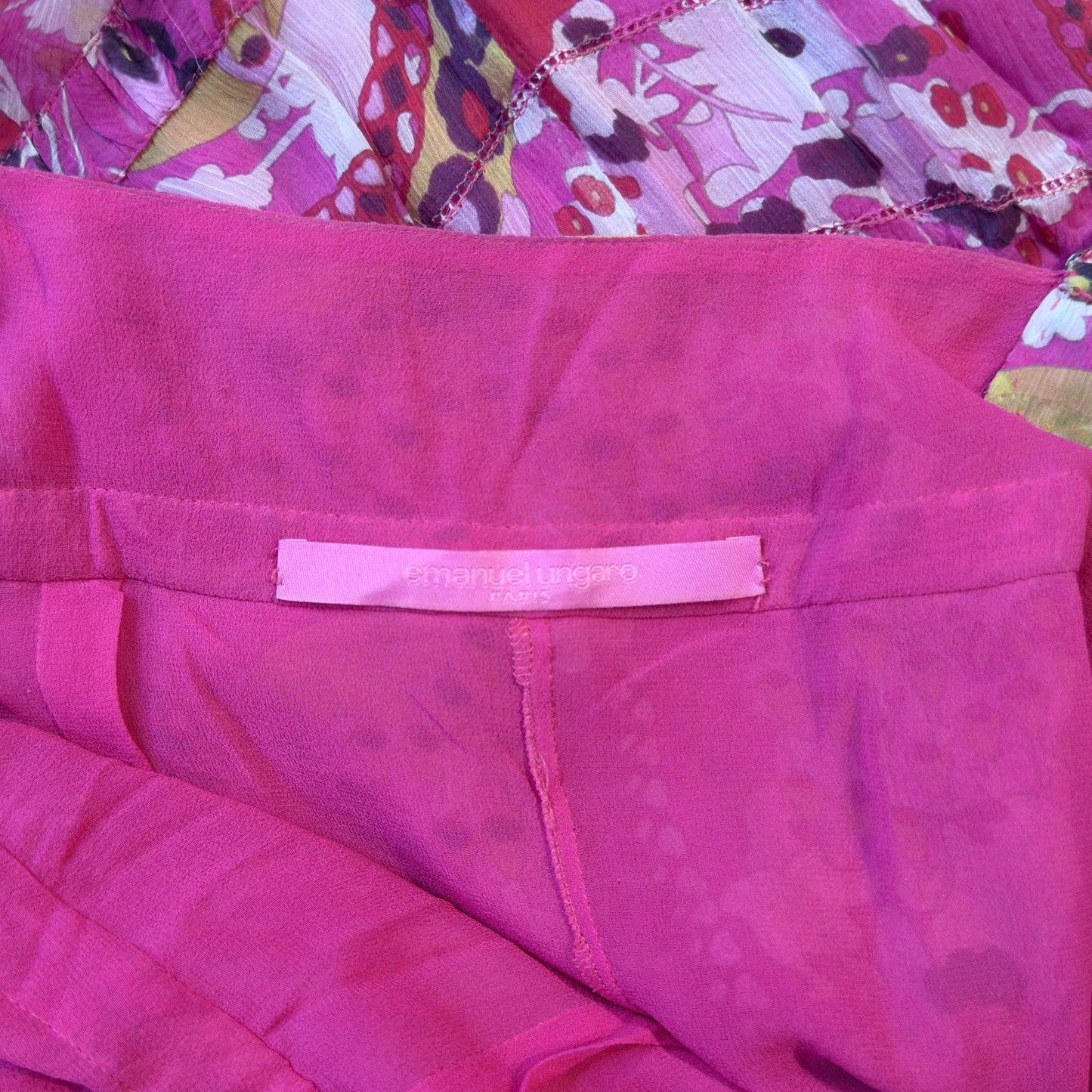 Pink Crystal Embellished Ruffle Dress Emmanuel Ungaro 2000s