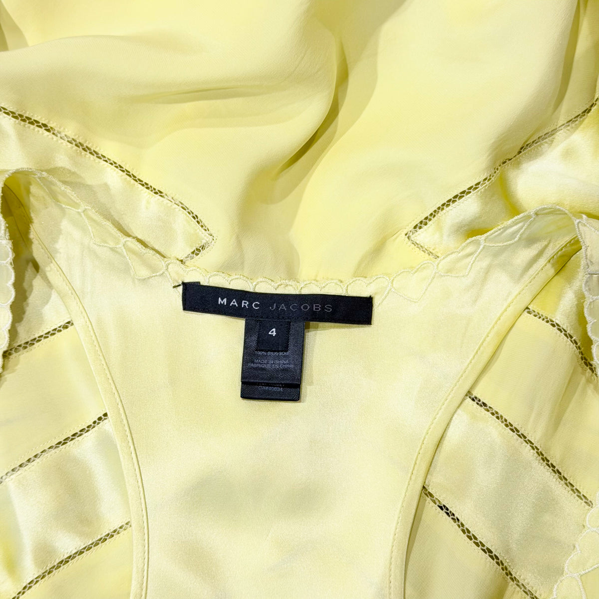 Yellow Heart Detail Satin Dress Marc Jacobs