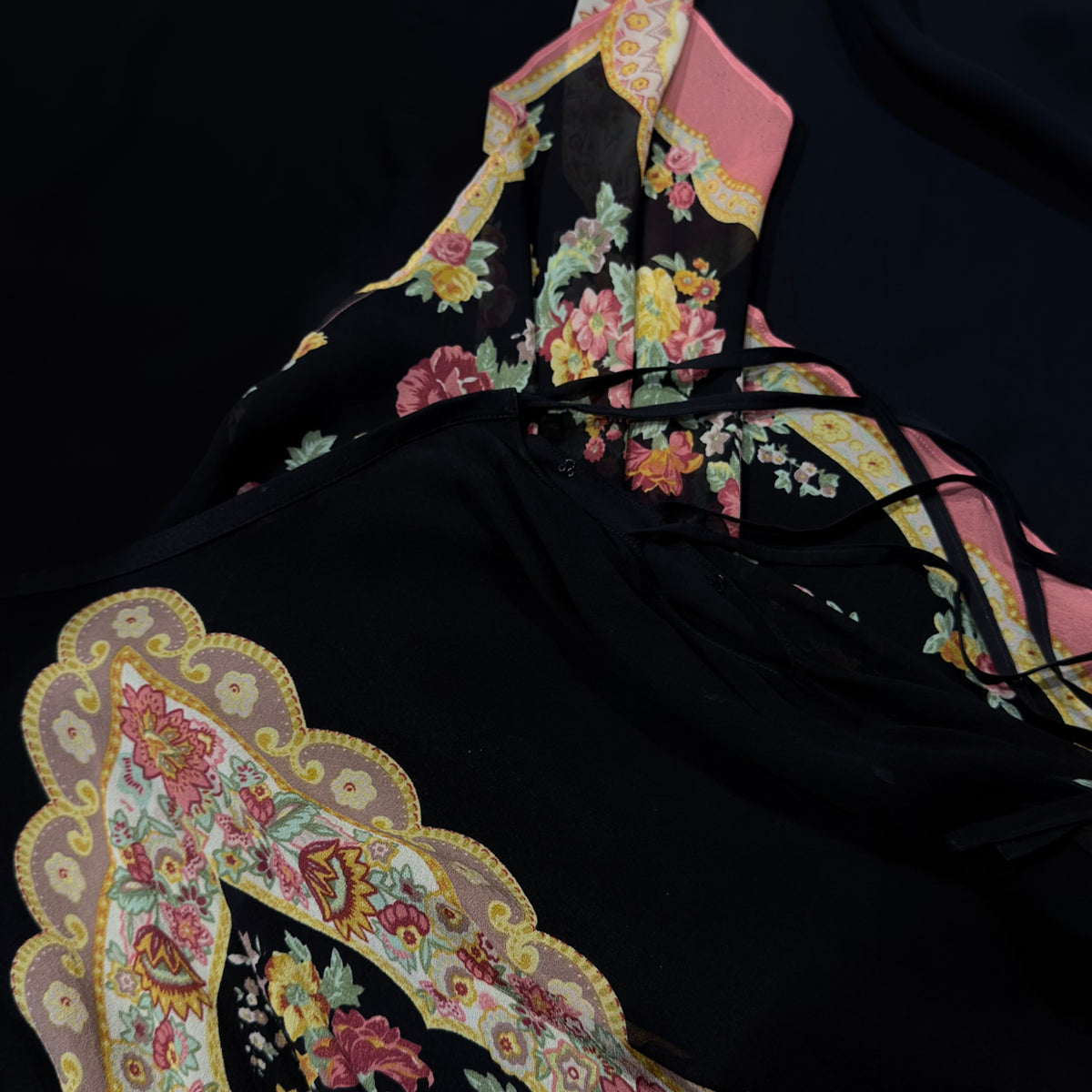 Floral Print Draped Silk Skirt Roberto Cavalli 2000s