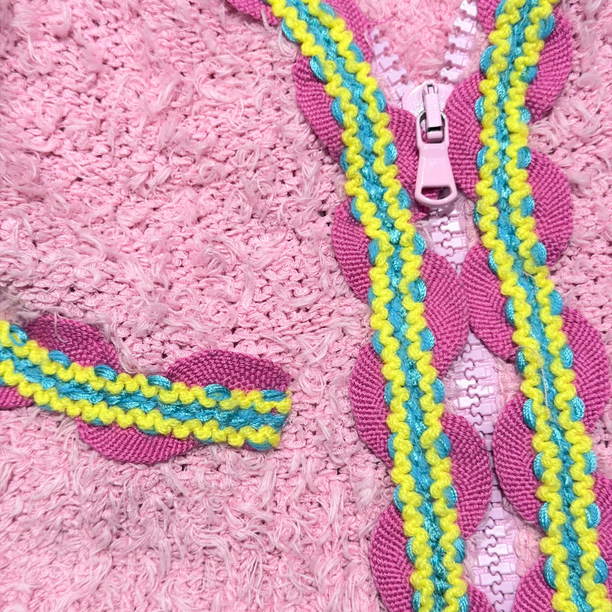 Pink Bouclé Halter Zip Top Moschino SS 2015 by Jeremy Scott