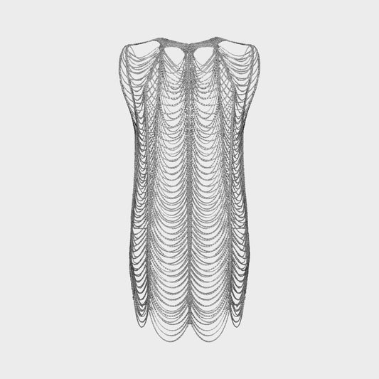 Metallic Chain Draped Dress Loris Azzaro 1970s