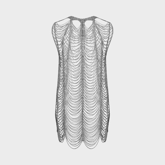 Metallic Chain Draped Dress Loris Azzaro 1970s