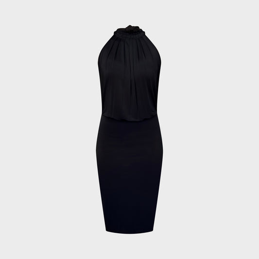 Black Pleated Open-Back Dress Gucci 2000s by Tom Ford