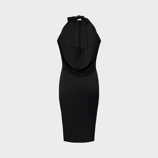 Black Pleated Open-Back Dress Gucci 2000s by Tom Ford