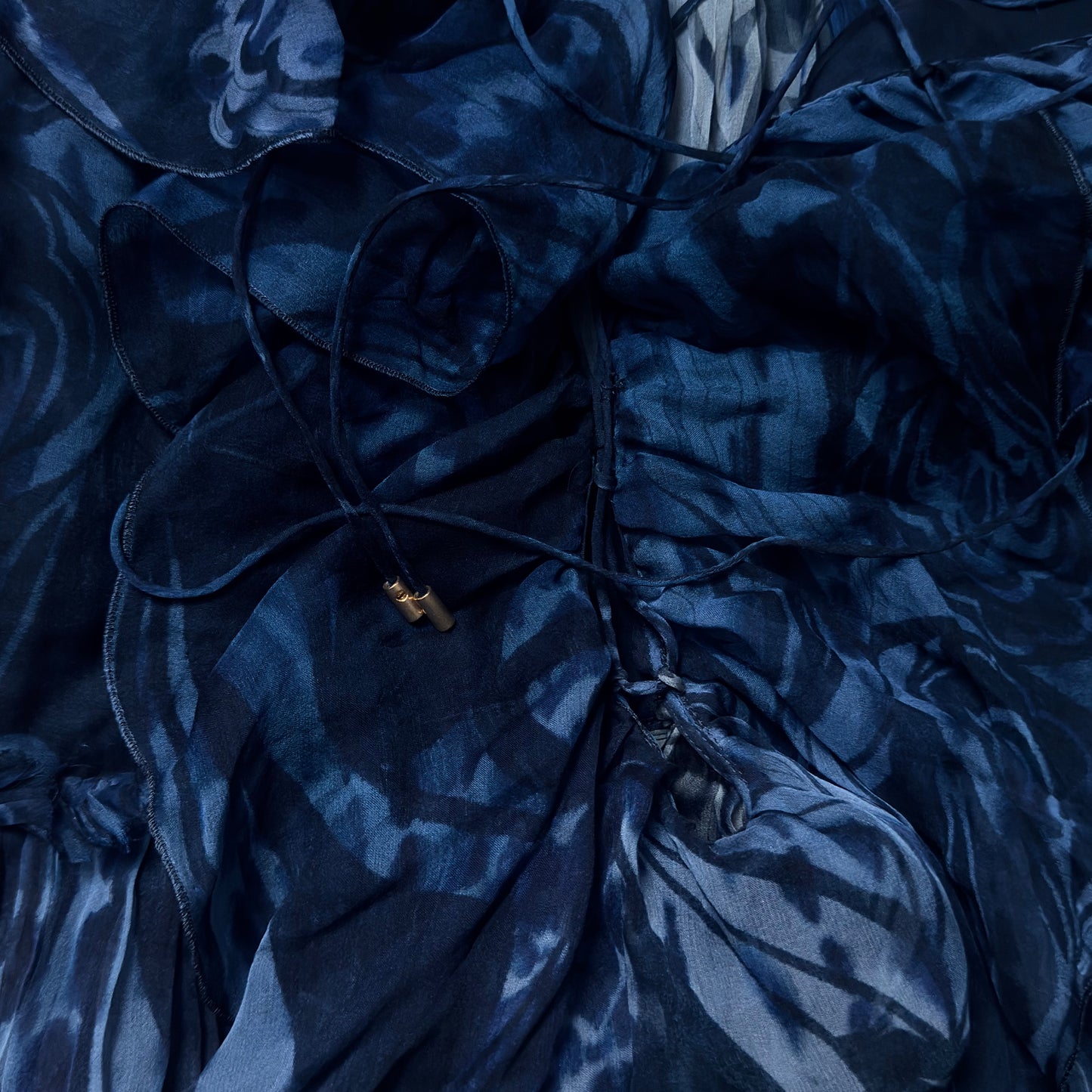 Blue Pleated Chiffon Ruffle Gown Emilio Pucci SS 2011