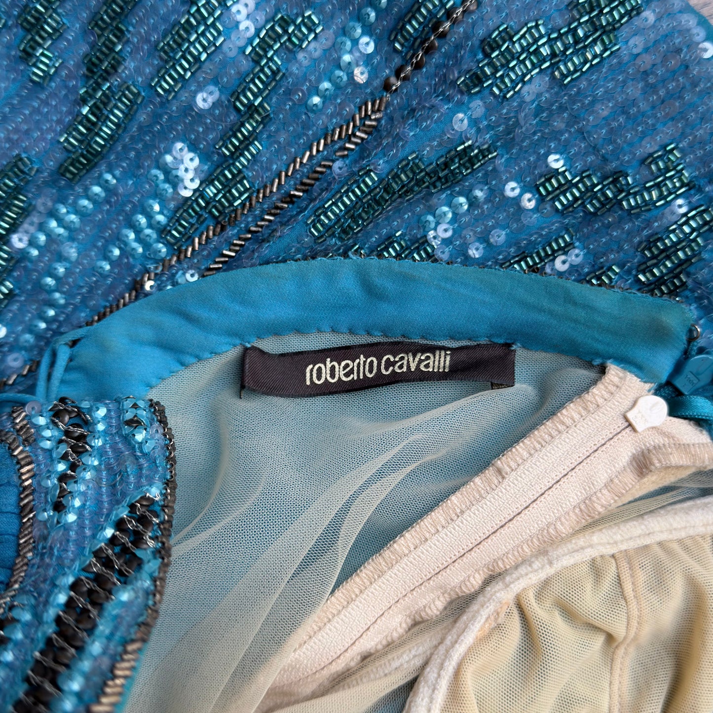 Turquoise Embellished Mini Dress Roberto Cavalli Pre-Fall 2012
