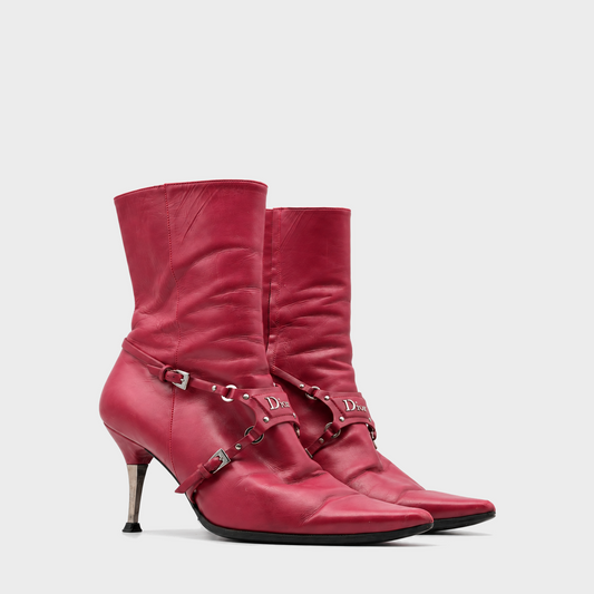 Red Leather Hardcore Bondage Boots Dior FW 2003 by John Galliano