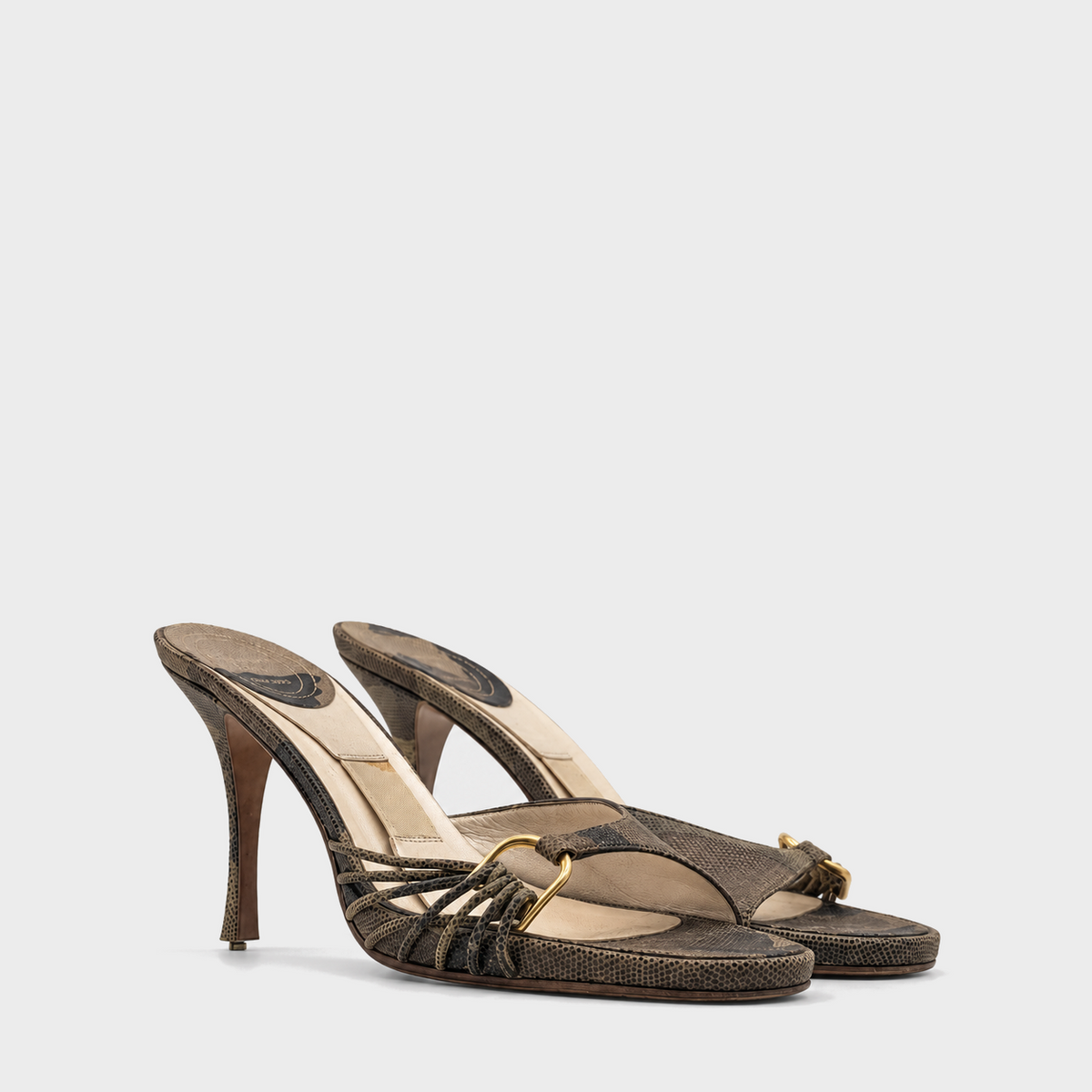 Brown Lizard-Effect Heeled Sandals Christian Dior SS 2001 by John Galliano