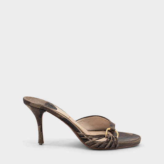 Brown Lizard-Effect Heeled Sandals Christian Dior SS 2001 by John Galliano