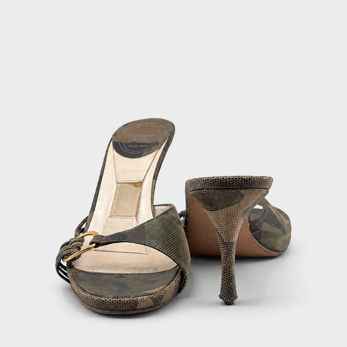 Brown Lizard-Effect Heeled Sandals Christian Dior SS 2001 by John Galliano