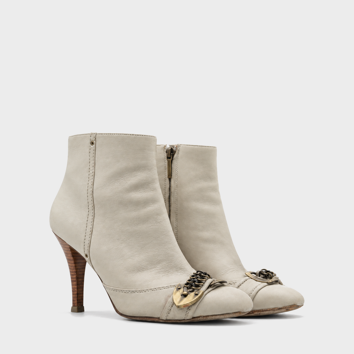 Ivory Leather Padlock Ankle Boots Christian Dior SS 2007 by John Galliano