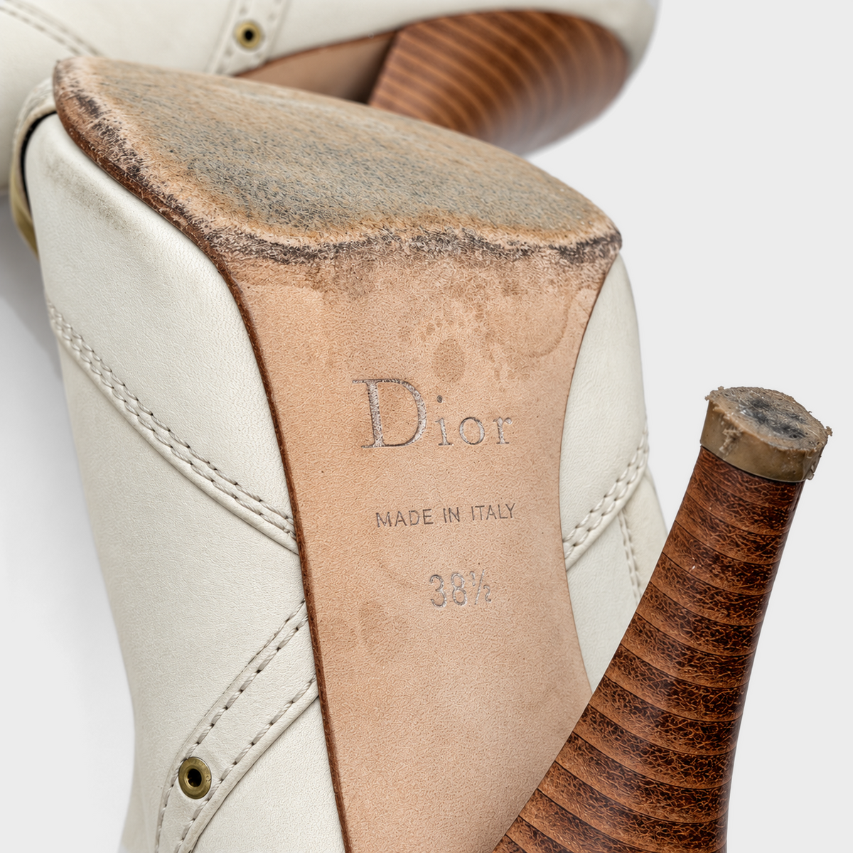 Ivory Leather Padlock Ankle Boots Christian Dior SS 2007 by John Galliano