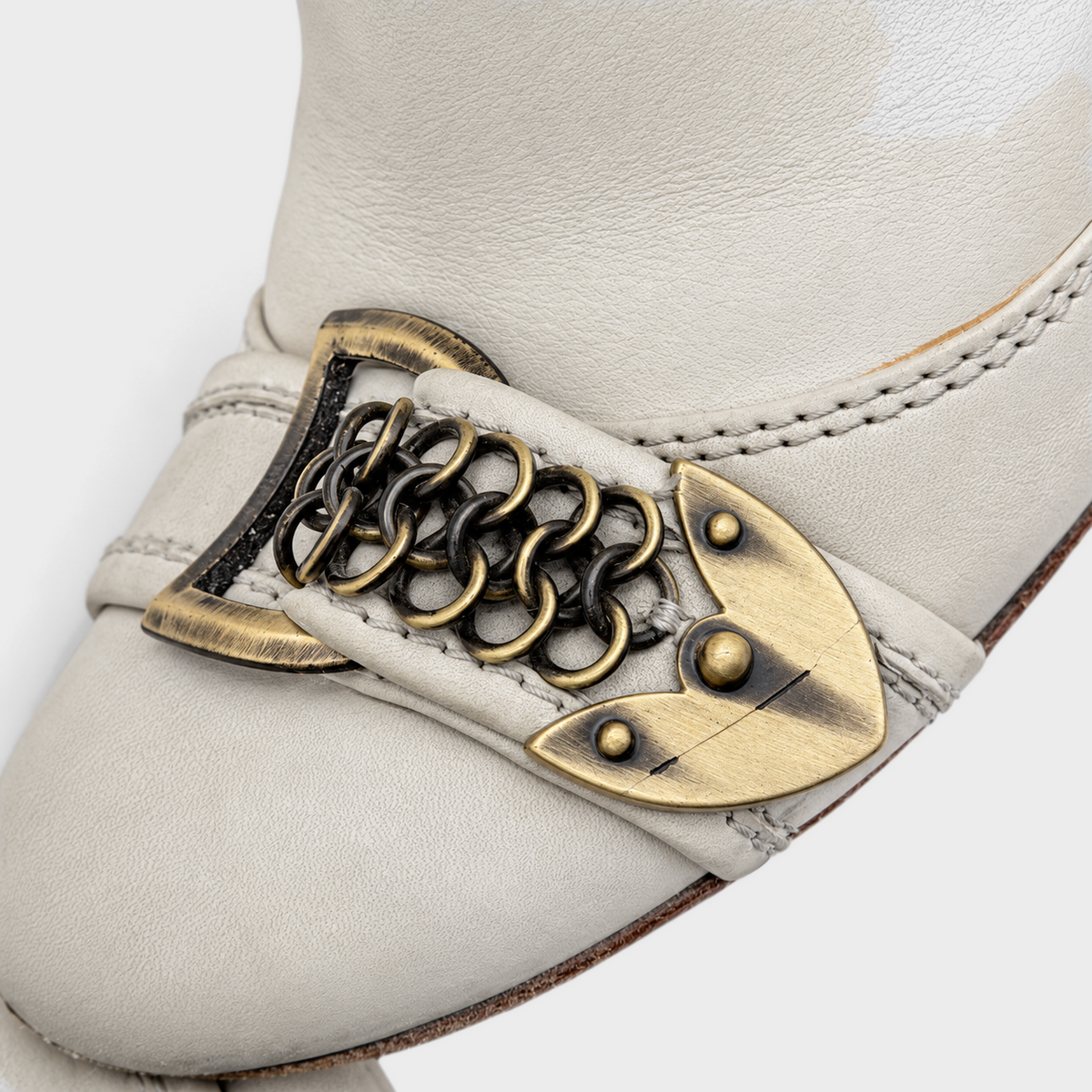 Ivory Leather Padlock Ankle Boots Christian Dior SS 2007 by John Galliano