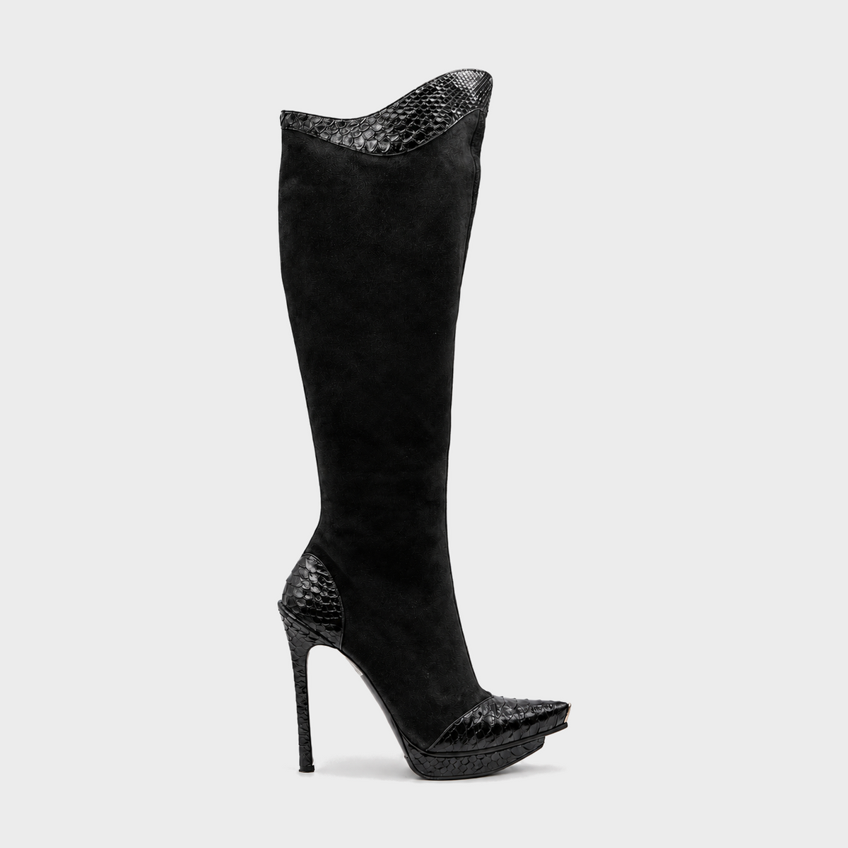 Black Python High Boots Gianmarco Lorenzi