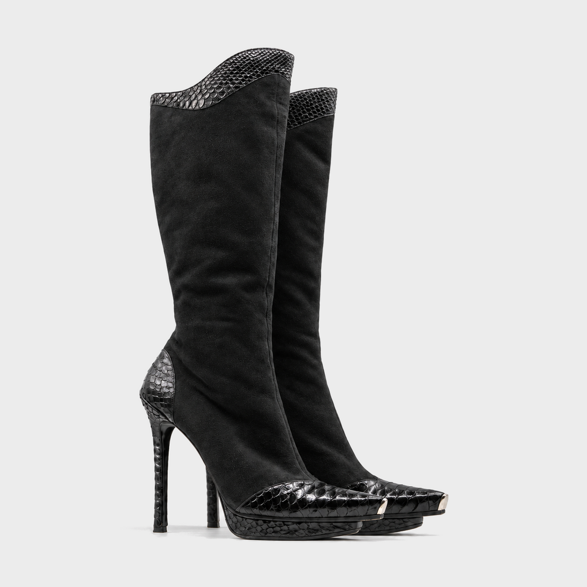 Black Python High Boots Gianmarco Lorenzi