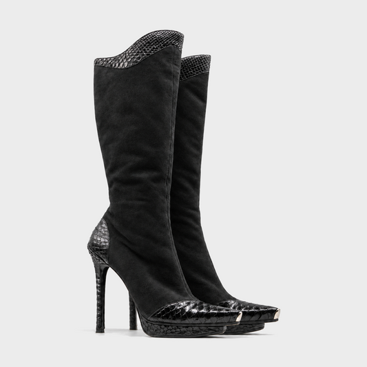 Black Python High Boots Gianmarco Lorenzi