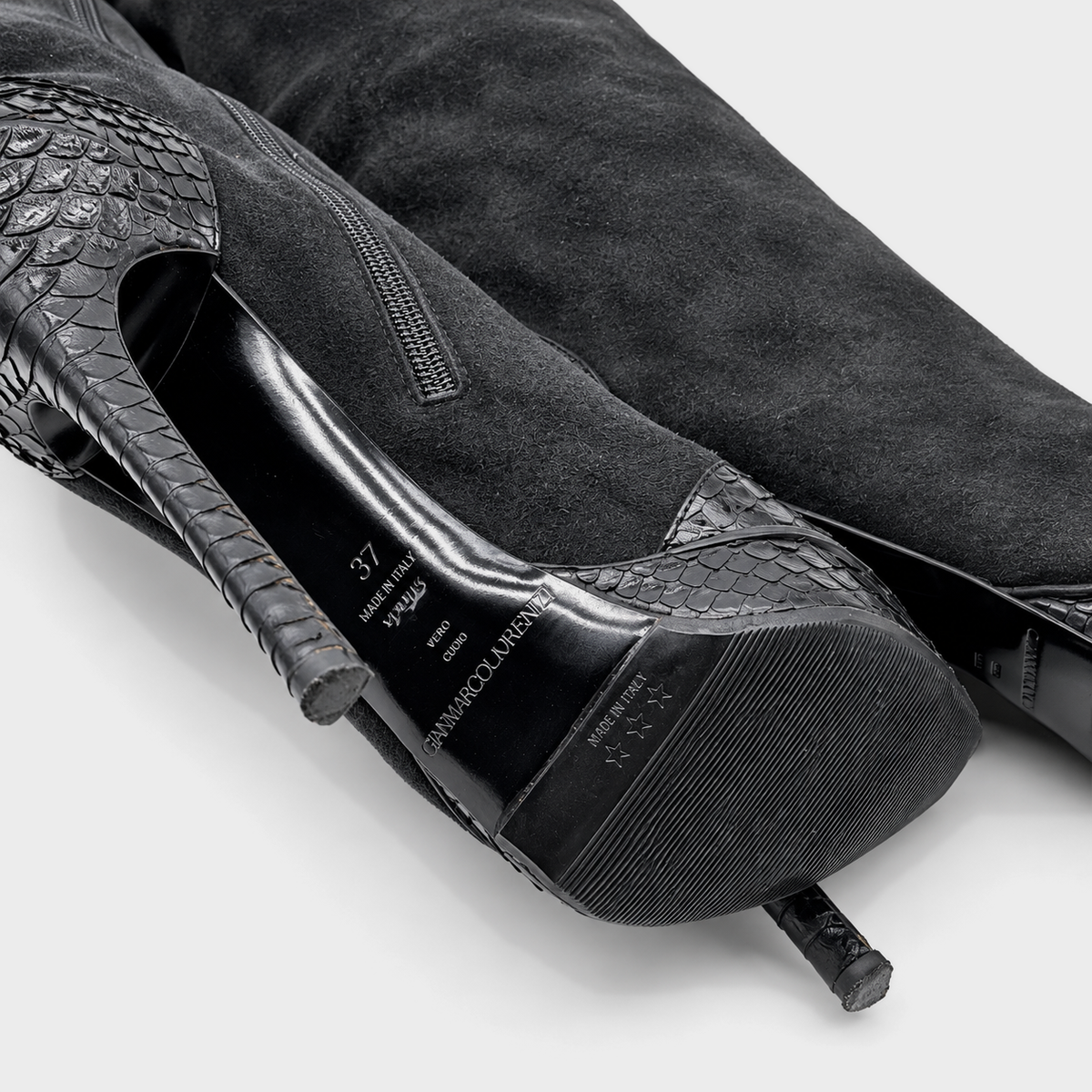 Black Python High Boots Gianmarco Lorenzi