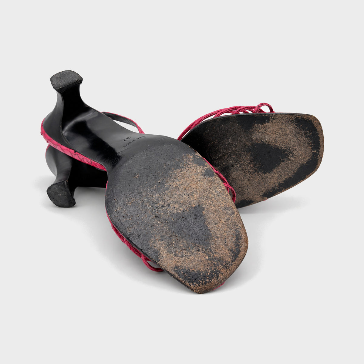 Red Snakeskin Flower Slingback Heels Rene Caovilla