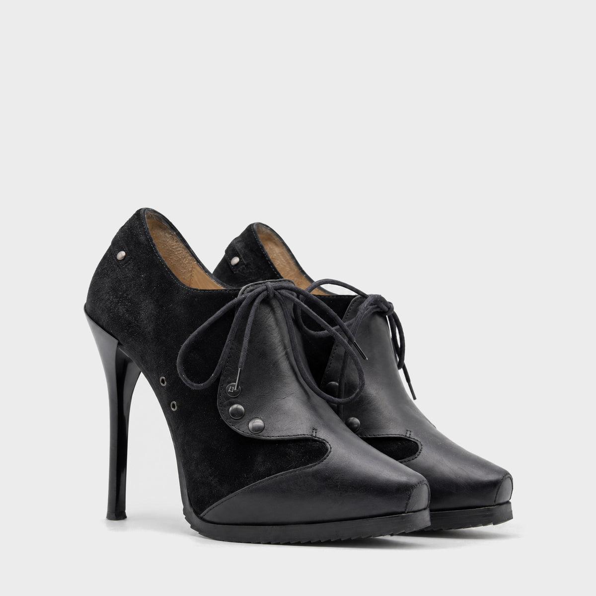 Black Lace-Up Heeled Ankle Boots Jean-Paul Gaultier FW 2013