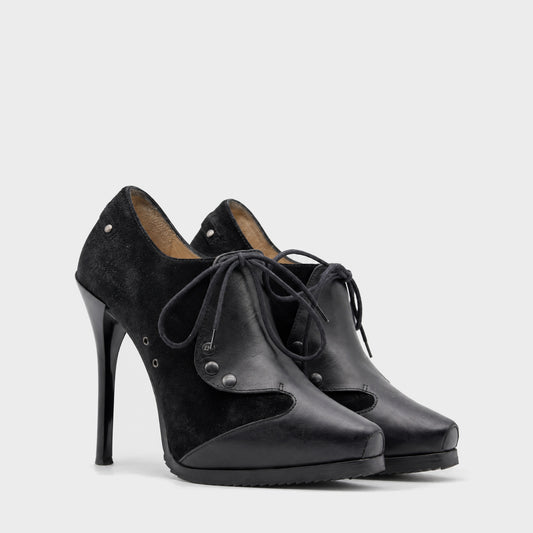 Black Lace-Up Heeled Ankle Boots Jean-Paul Gaultier FW 2013