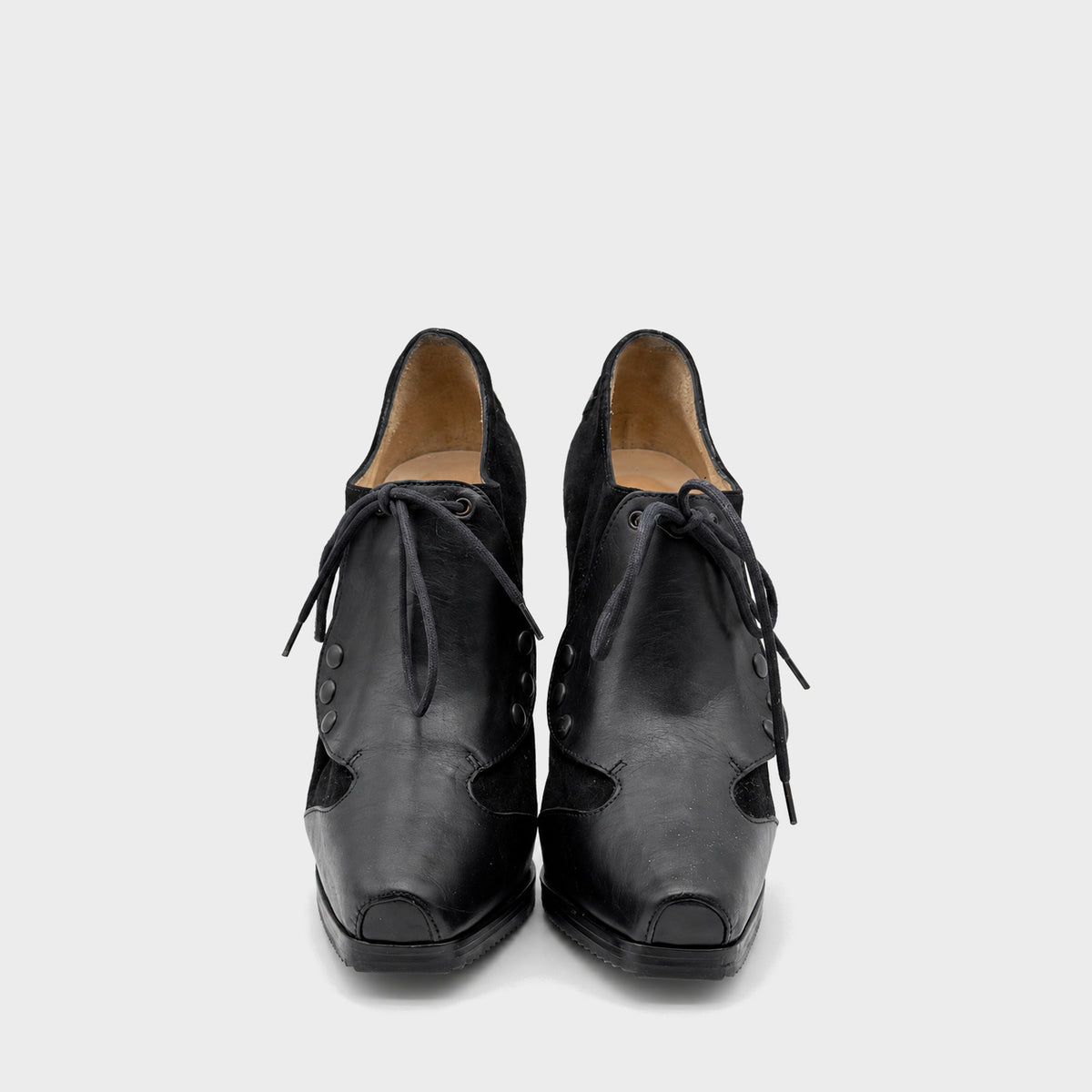 Black Lace-Up Heeled Ankle Boots Jean-Paul Gaultier FW 2013