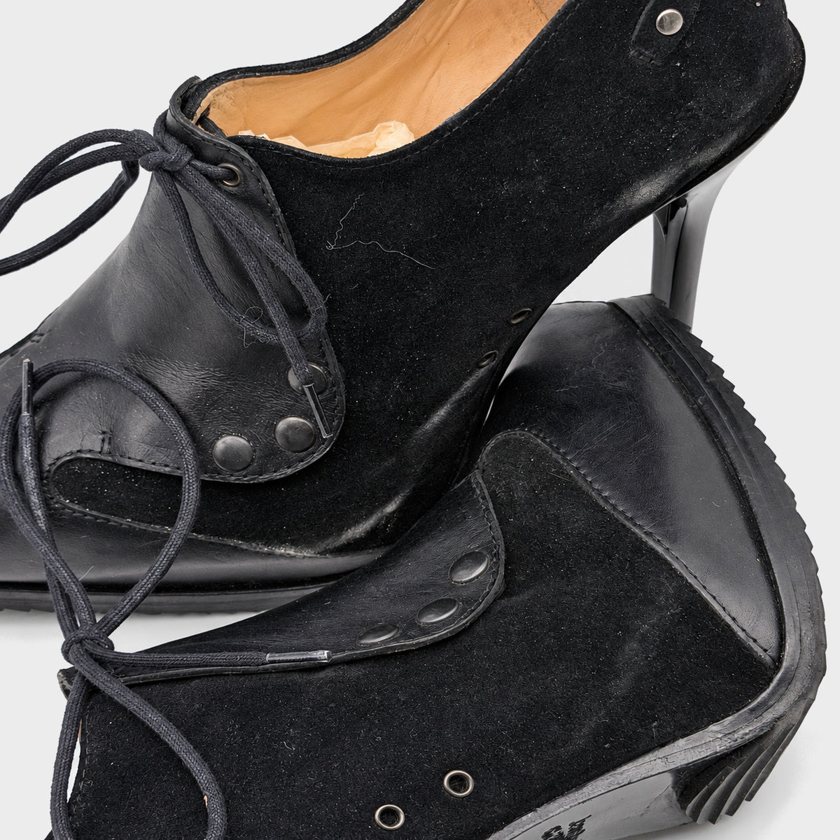 Black Lace-Up Heeled Ankle Boots Jean-Paul Gaultier FW 2013