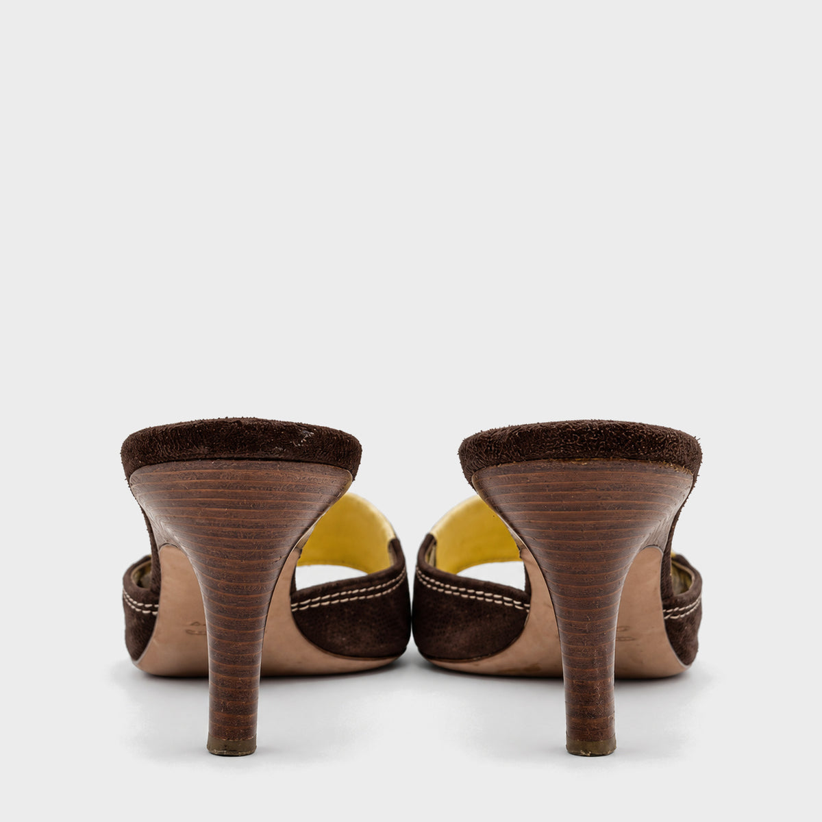 Brown & Yellow Logo Canvas Heeled Mules Dsquared2