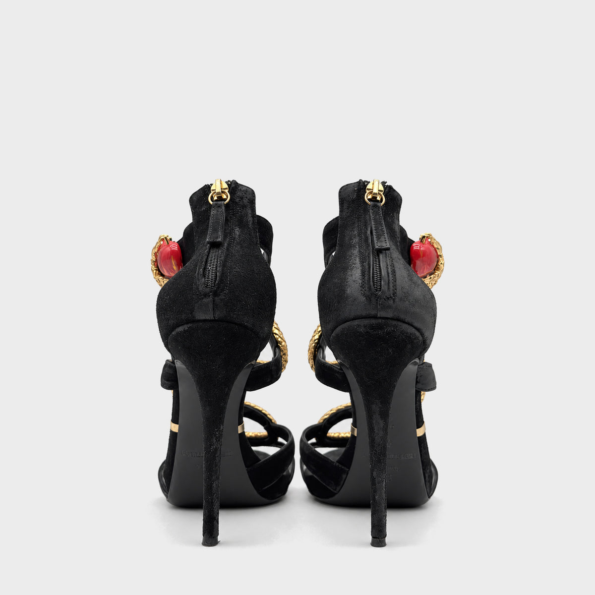 Golden Snake Embellished Black Heels Gianmarco Lorenzi