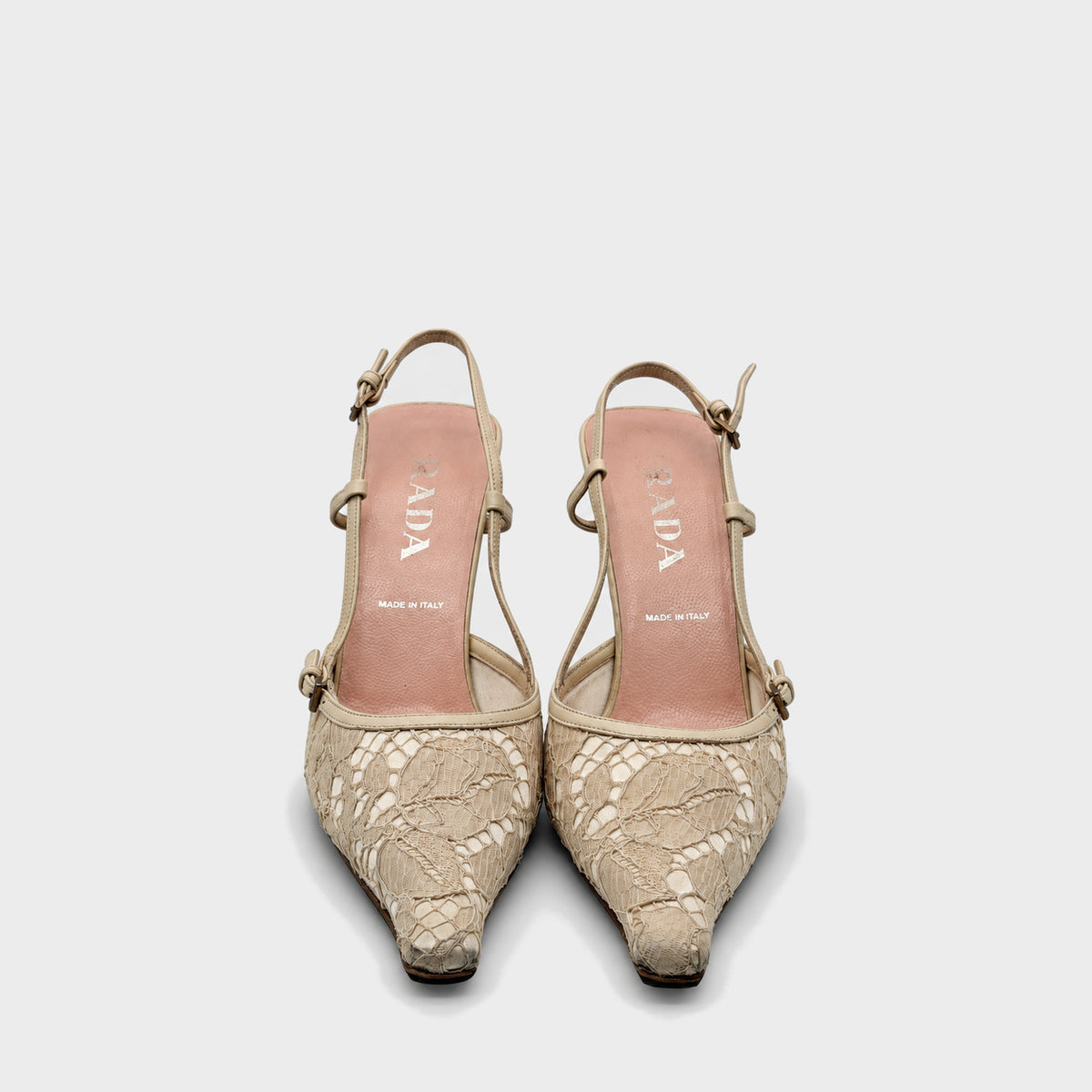 Ivory Lace Slingback Heels Prada