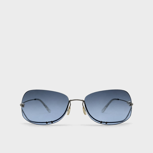 Blue Pearl-Detail Sunglasses Chanel 2000s by Karl Lagerfeld