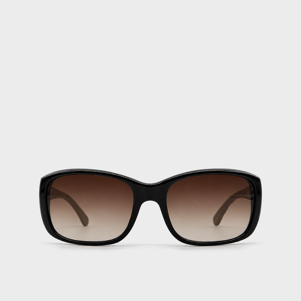 Black & Beige Leather Quilted Sunglasses Chanel