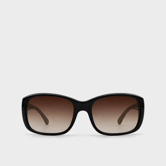 Black & Beige Leather Quilted Sunglasses Chanel